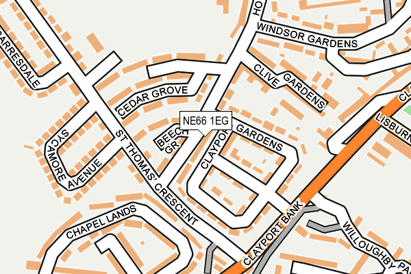 NE66 1EG map - OS OpenMap – Local (Ordnance Survey)