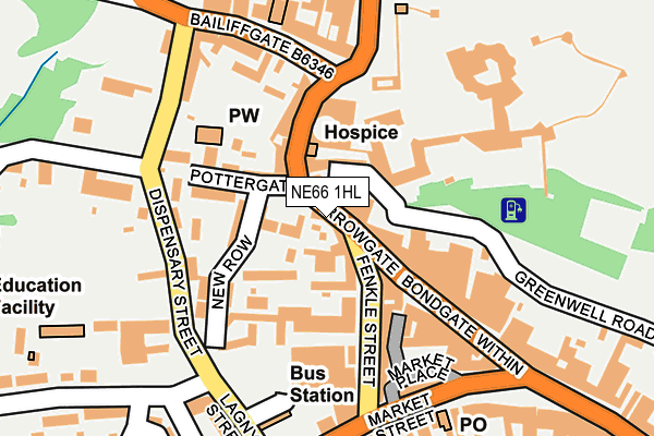 NE66 1HL map - OS OpenMap – Local (Ordnance Survey)