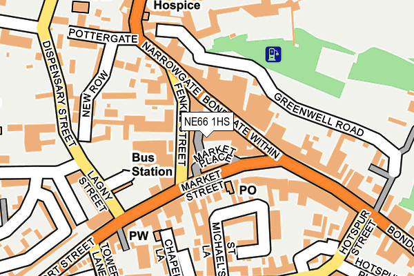 NE66 1HS map - OS OpenMap – Local (Ordnance Survey)