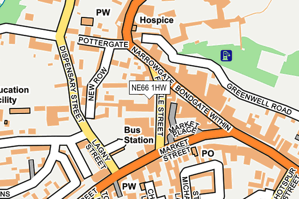 NE66 1HW map - OS OpenMap – Local (Ordnance Survey)