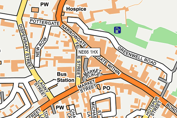 NE66 1HX map - OS OpenMap – Local (Ordnance Survey)