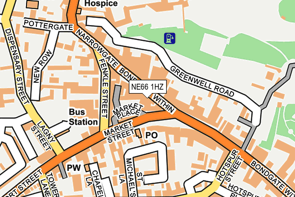 NE66 1HZ map - OS OpenMap – Local (Ordnance Survey)