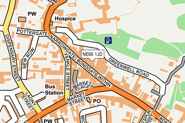 NE66 1JD map - OS OpenMap – Local (Ordnance Survey)