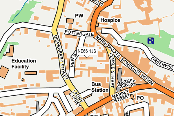 NE66 1JS map - OS OpenMap – Local (Ordnance Survey)