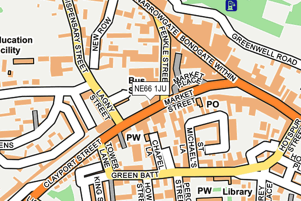 NE66 1JU map - OS OpenMap – Local (Ordnance Survey)