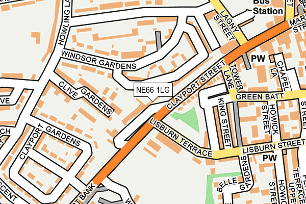 NE66 1LG map - OS OpenMap – Local (Ordnance Survey)