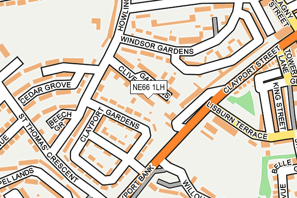 NE66 1LH map - OS OpenMap – Local (Ordnance Survey)