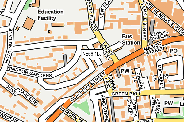 NE66 1LJ map - OS OpenMap – Local (Ordnance Survey)