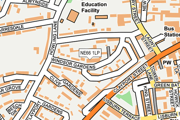 NE66 1LP map - OS OpenMap – Local (Ordnance Survey)