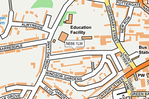 NE66 1LW map - OS OpenMap – Local (Ordnance Survey)