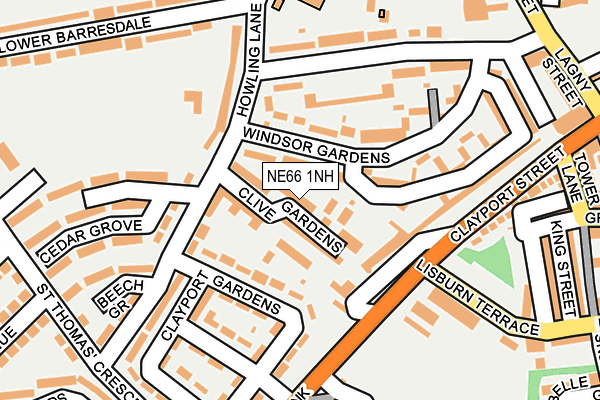 NE66 1NH map - OS OpenMap – Local (Ordnance Survey)