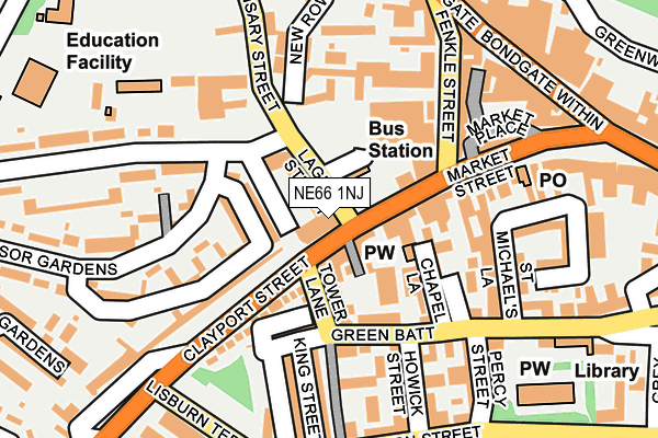 NE66 1NJ map - OS OpenMap – Local (Ordnance Survey)
