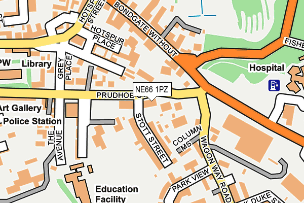 NE66 1PZ map - OS OpenMap – Local (Ordnance Survey)