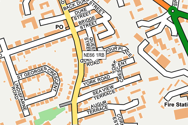 NE66 1RB map - OS OpenMap – Local (Ordnance Survey)