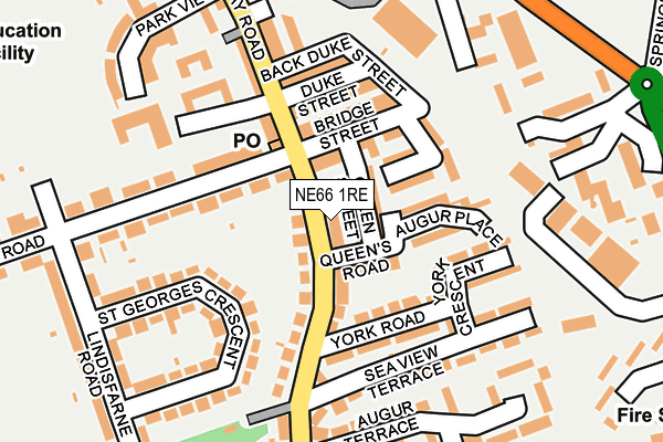 NE66 1RE map - OS OpenMap – Local (Ordnance Survey)