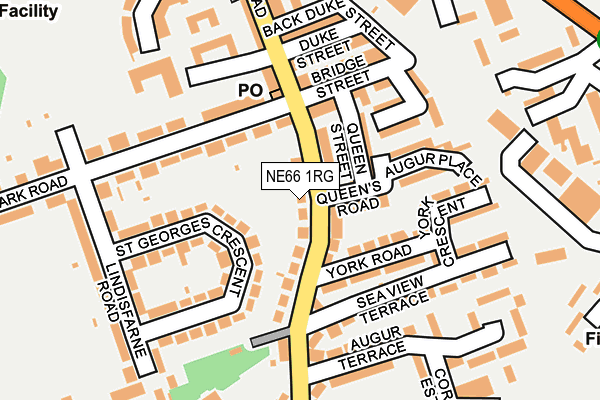 NE66 1RG map - OS OpenMap – Local (Ordnance Survey)