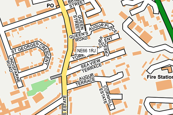 NE66 1RJ map - OS OpenMap – Local (Ordnance Survey)