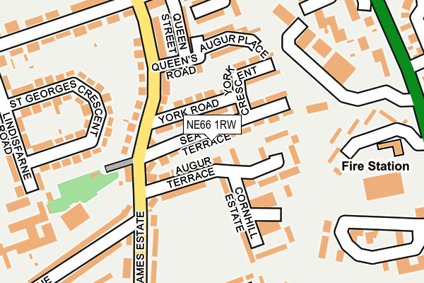 NE66 1RW map - OS OpenMap – Local (Ordnance Survey)