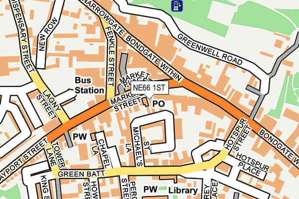 NE66 1ST map - OS OpenMap – Local (Ordnance Survey)