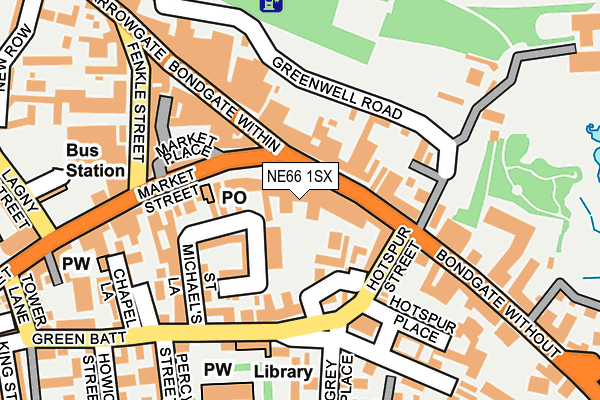 NE66 1SX map - OS OpenMap – Local (Ordnance Survey)