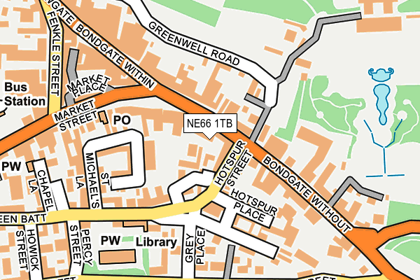 NE66 1TB map - OS OpenMap – Local (Ordnance Survey)