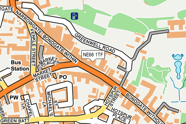 NE66 1TF map - OS OpenMap – Local (Ordnance Survey)