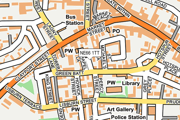 NE66 1TT map - OS OpenMap – Local (Ordnance Survey)