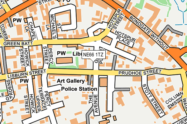 NE66 1TZ map - OS OpenMap – Local (Ordnance Survey)