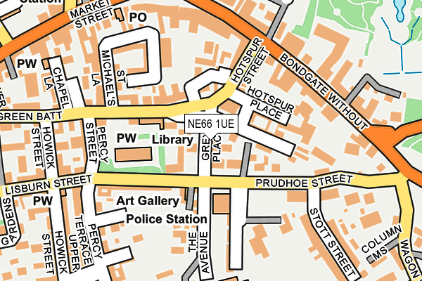 NE66 1UE map - OS OpenMap – Local (Ordnance Survey)