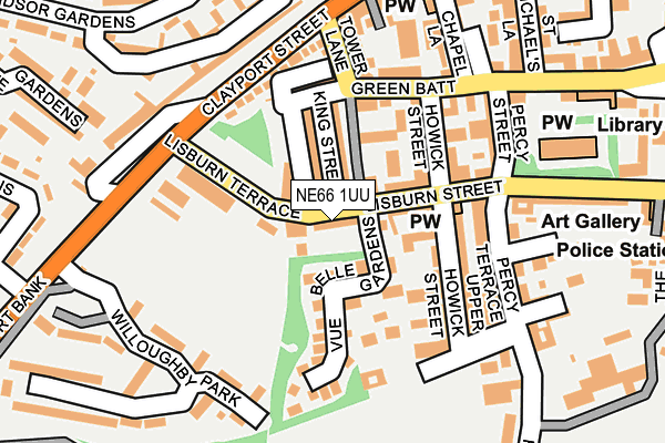 NE66 1UU map - OS OpenMap – Local (Ordnance Survey)