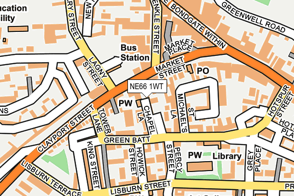 NE66 1WT map - OS OpenMap – Local (Ordnance Survey)