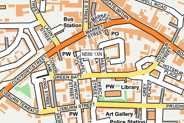NE66 1XN map - OS OpenMap – Local (Ordnance Survey)