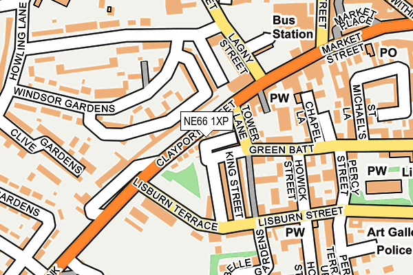 NE66 1XP map - OS OpenMap – Local (Ordnance Survey)