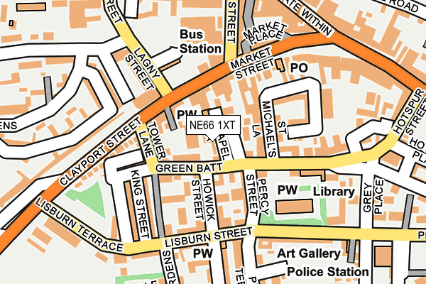 NE66 1XT map - OS OpenMap – Local (Ordnance Survey)