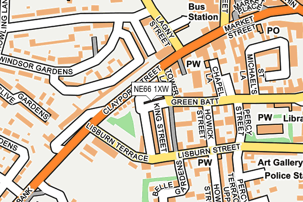 NE66 1XW map - OS OpenMap – Local (Ordnance Survey)