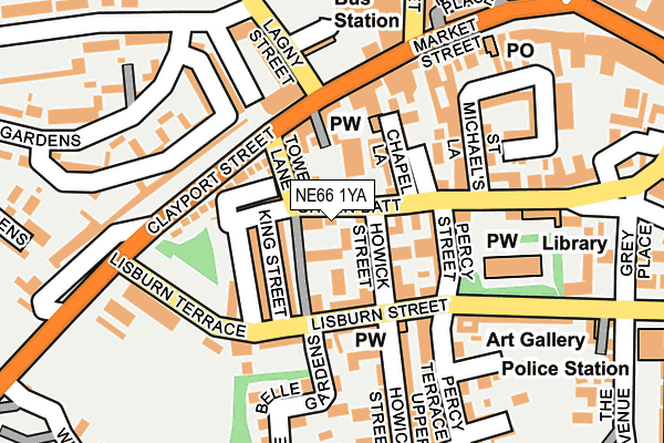 NE66 1YA map - OS OpenMap – Local (Ordnance Survey)