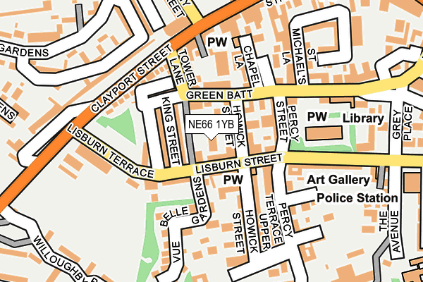 NE66 1YB map - OS OpenMap – Local (Ordnance Survey)