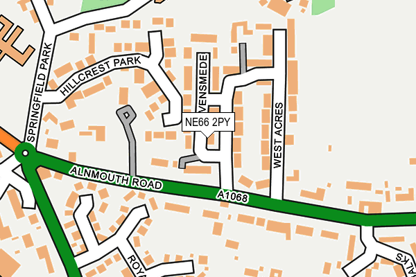 NE66 2PY map - OS OpenMap – Local (Ordnance Survey)