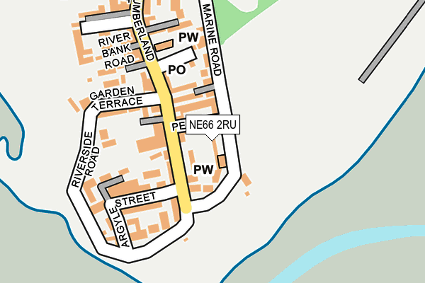 NE66 2RU map - OS OpenMap – Local (Ordnance Survey)
