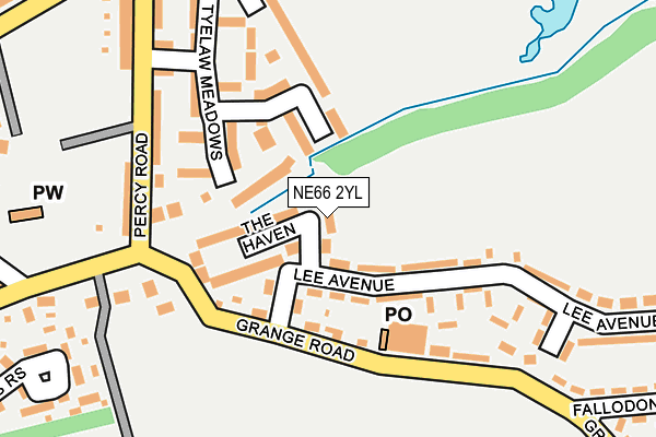 NE66 2YL map - OS OpenMap – Local (Ordnance Survey)