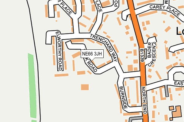NE66 3JH map - OS OpenMap – Local (Ordnance Survey)
