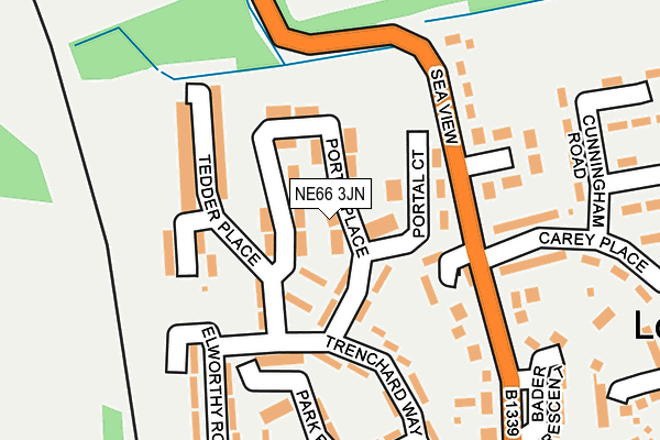 NE66 3JN map - OS OpenMap – Local (Ordnance Survey)