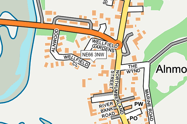 NE66 3NW map - OS OpenMap – Local (Ordnance Survey)