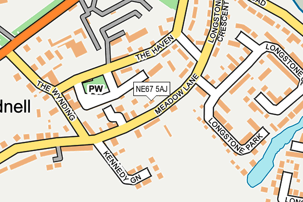 NE67 5AJ map - OS OpenMap – Local (Ordnance Survey)