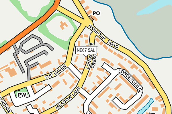 NE67 5AL map - OS OpenMap – Local (Ordnance Survey)