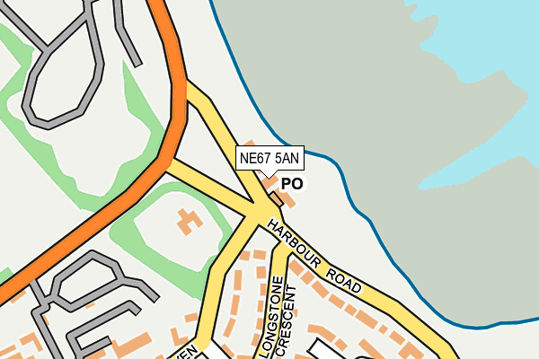 NE67 5AN map - OS OpenMap – Local (Ordnance Survey)