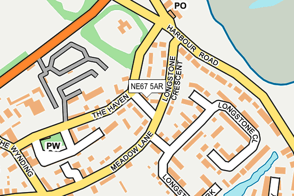 NE67 5AR map - OS OpenMap – Local (Ordnance Survey)