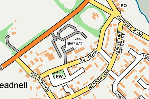 NE67 5AT map - OS OpenMap – Local (Ordnance Survey)