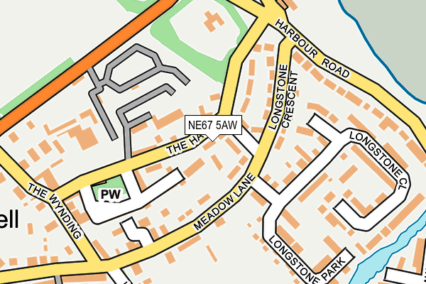 NE67 5AW map - OS OpenMap – Local (Ordnance Survey)