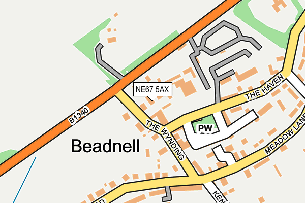 NE67 5AX map - OS OpenMap – Local (Ordnance Survey)